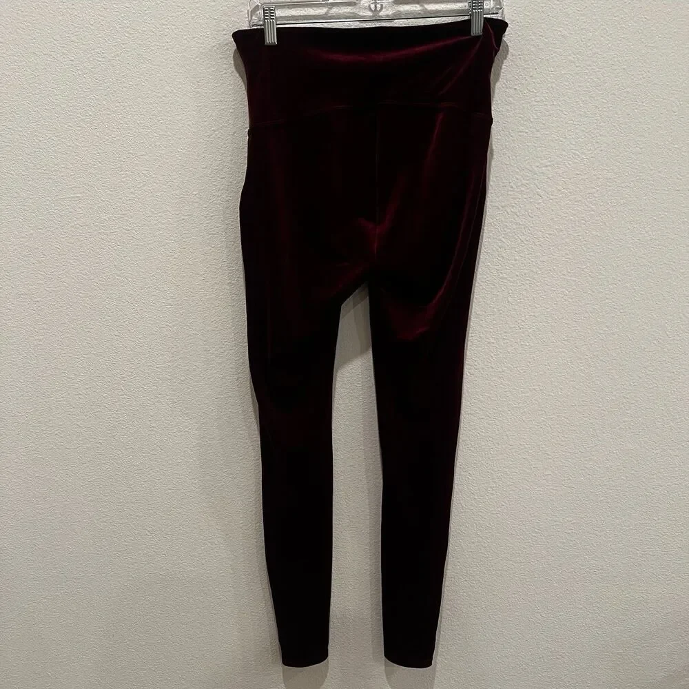 Spanx Womens Leggings Velvet High Waist Ankle Rich Burgundy Red Size Xl Holidays - Picture 6 of 11